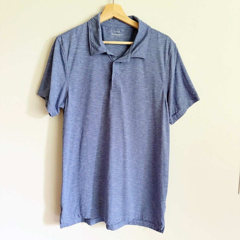 J.Crew Performance Polo Shirt Mens Large Blue Heathered Short Sleeve AU609 SP21
